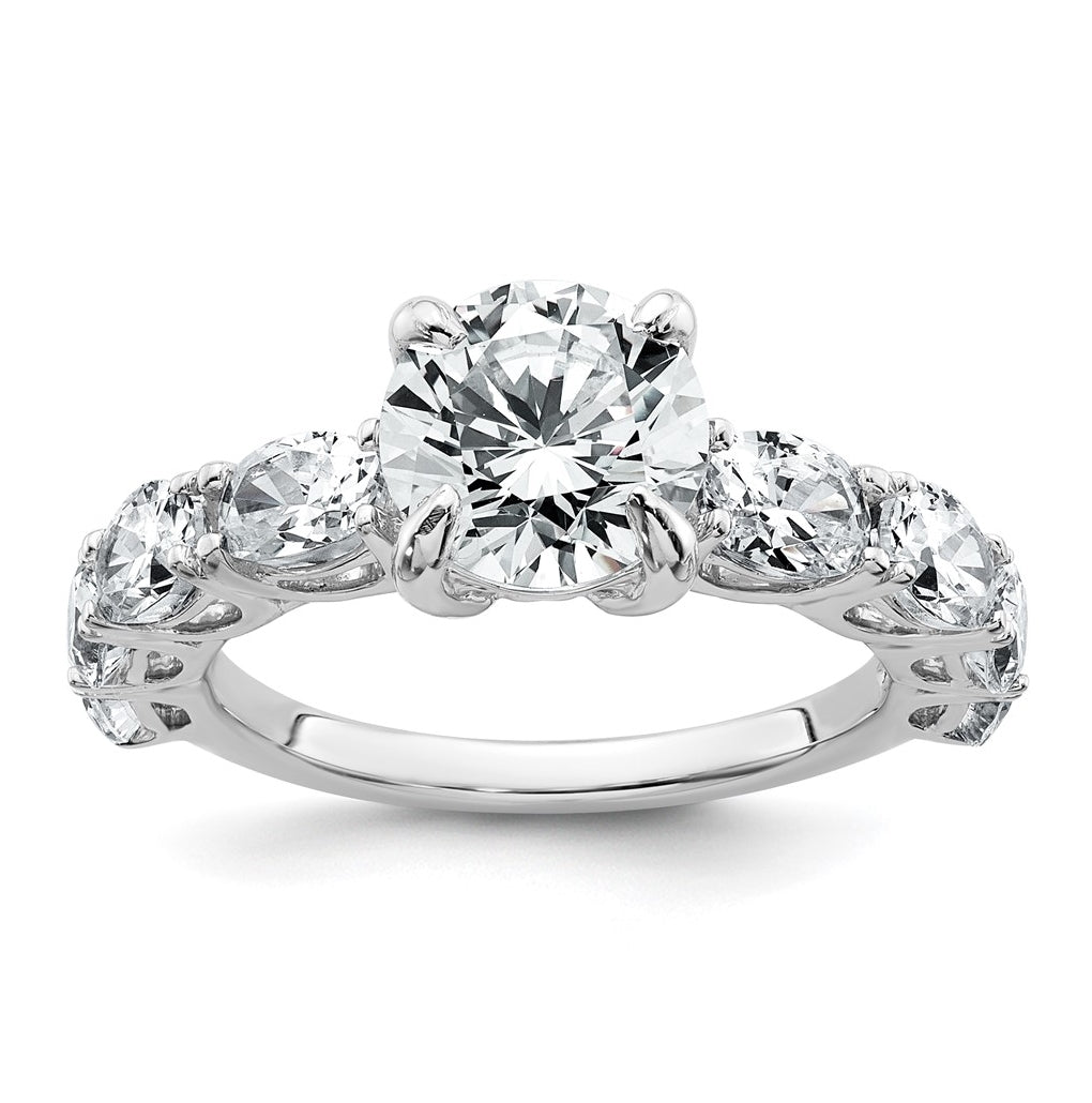 14k White Gold 3 3/4 Lab Grown Diamond VS+ F+ Round Complete Engagement Ring