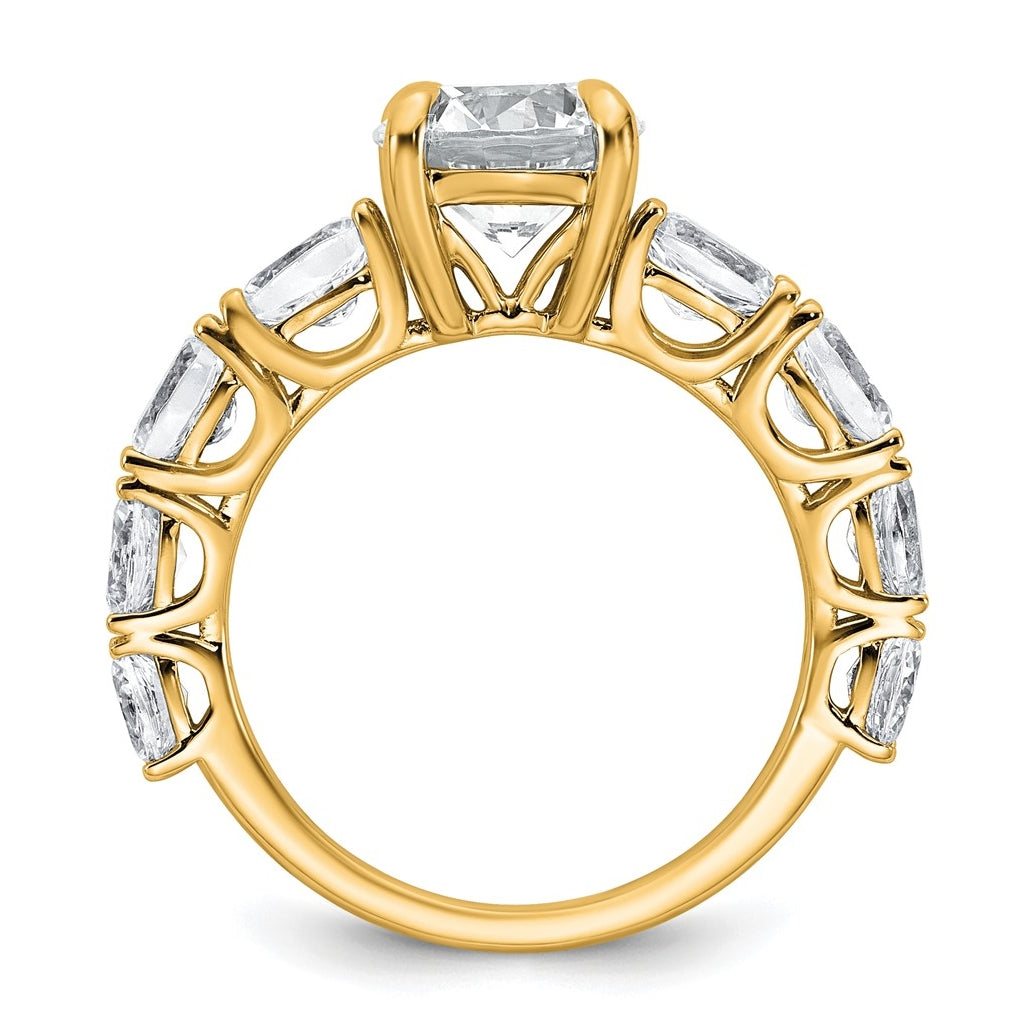 14k Yellow Gold 3 3/4 Lab Grown Diamond VS+ F+ Round Complete Engagement Ring