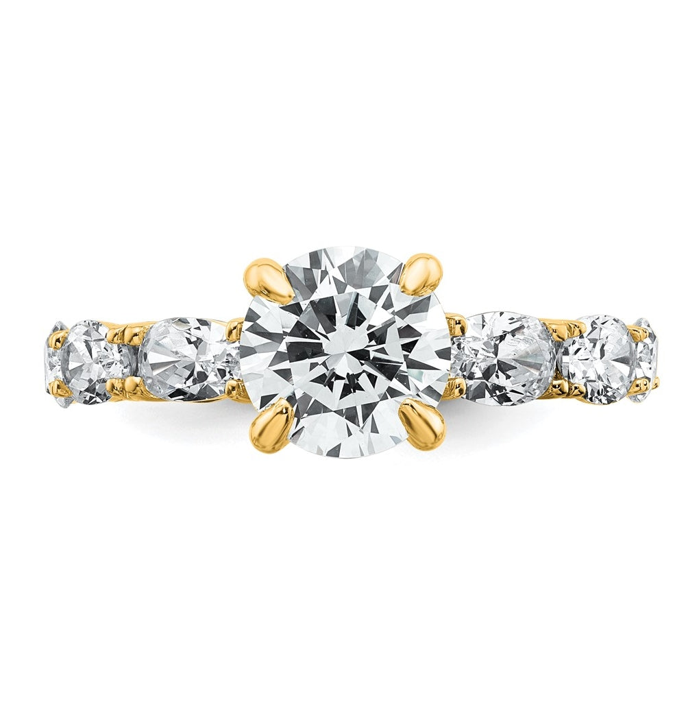14k Yellow Gold 3 3/4 Lab Grown Diamond VS+ F+ Round Complete Engagement Ring