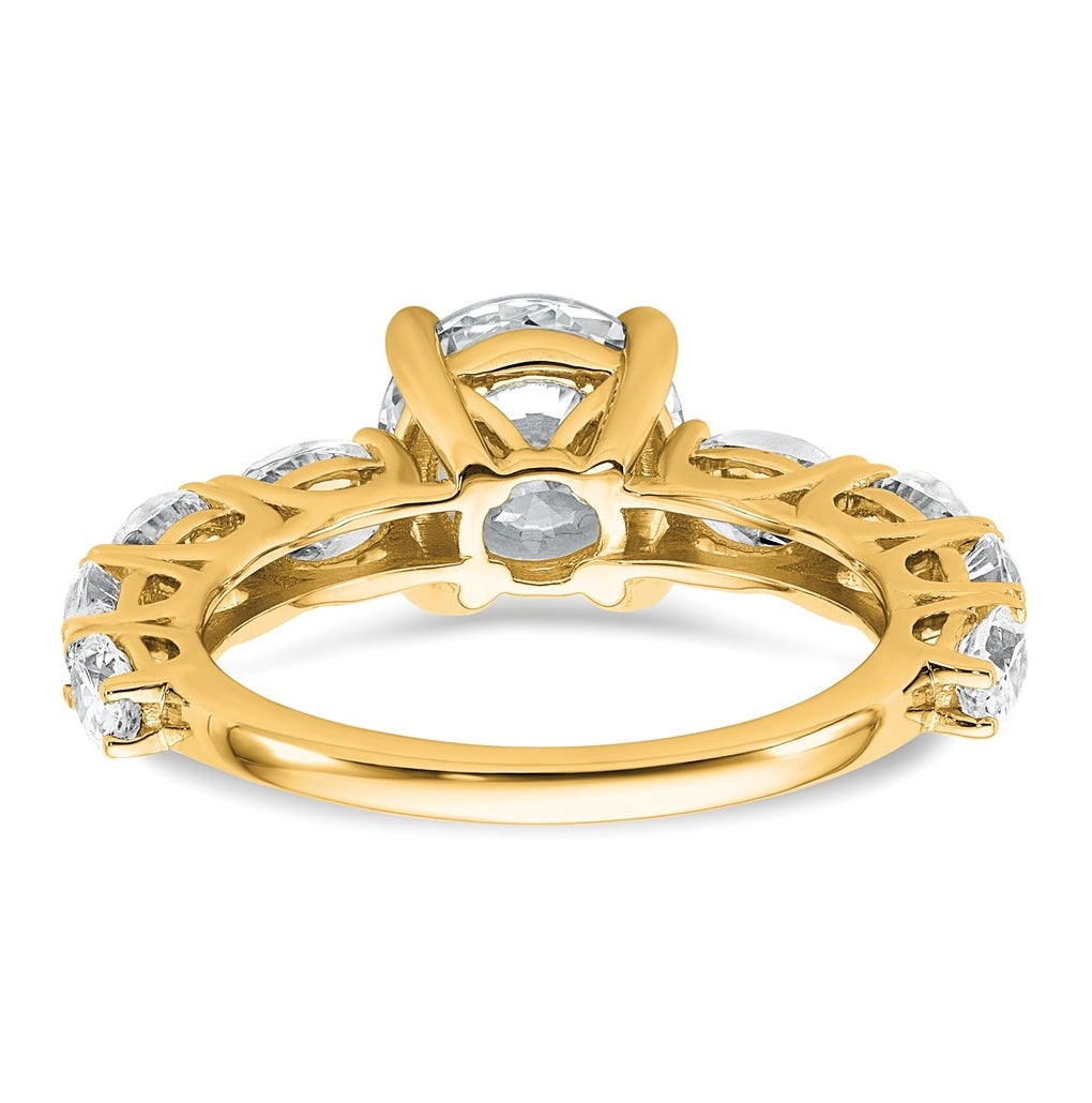 14k Yellow Gold 3 3/4 Lab Grown Diamond VS+ F+ Round Complete Engagement Ring