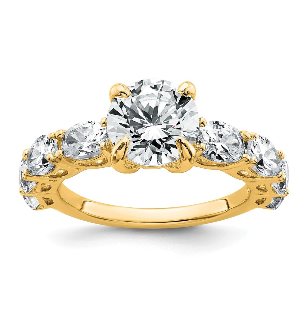 14k Yellow Gold 3 3/4 Lab Grown Diamond VS+ F+ Round Complete Engagement Ring