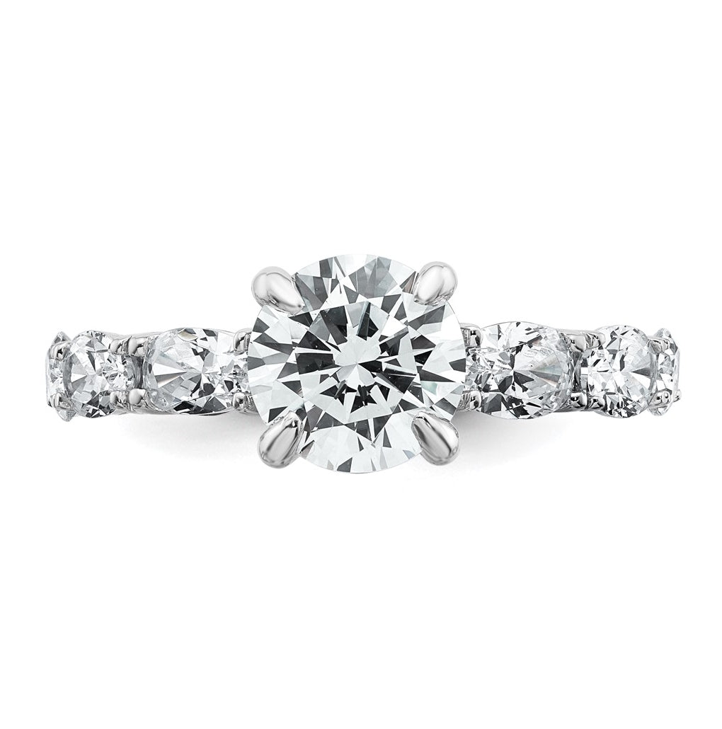 14k White Gold 3 3/4 Certified Lab Grown Diamond VS+ F+ Round Complete Engagement Ring