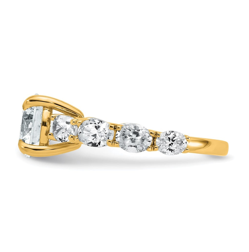 14k Yellow Gold 3 3/4 Certified Lab Grown Diamond VS+ F+ Round Complete Engagement Ring