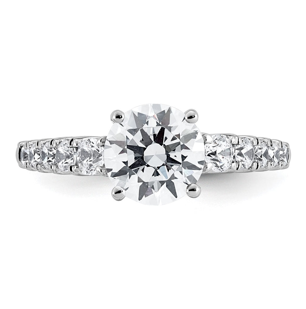 14k White Gold 2 Lab Grown Diamond VS+ F+ Round Complete Engagement Ring