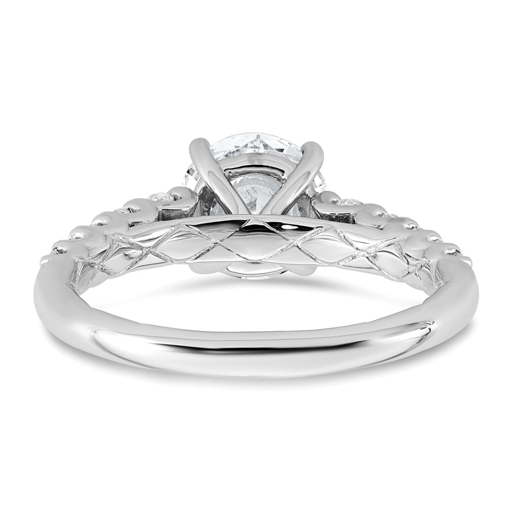 14k White Gold 2 Lab Grown Diamond VS+ F+ Round Complete Engagement Ring