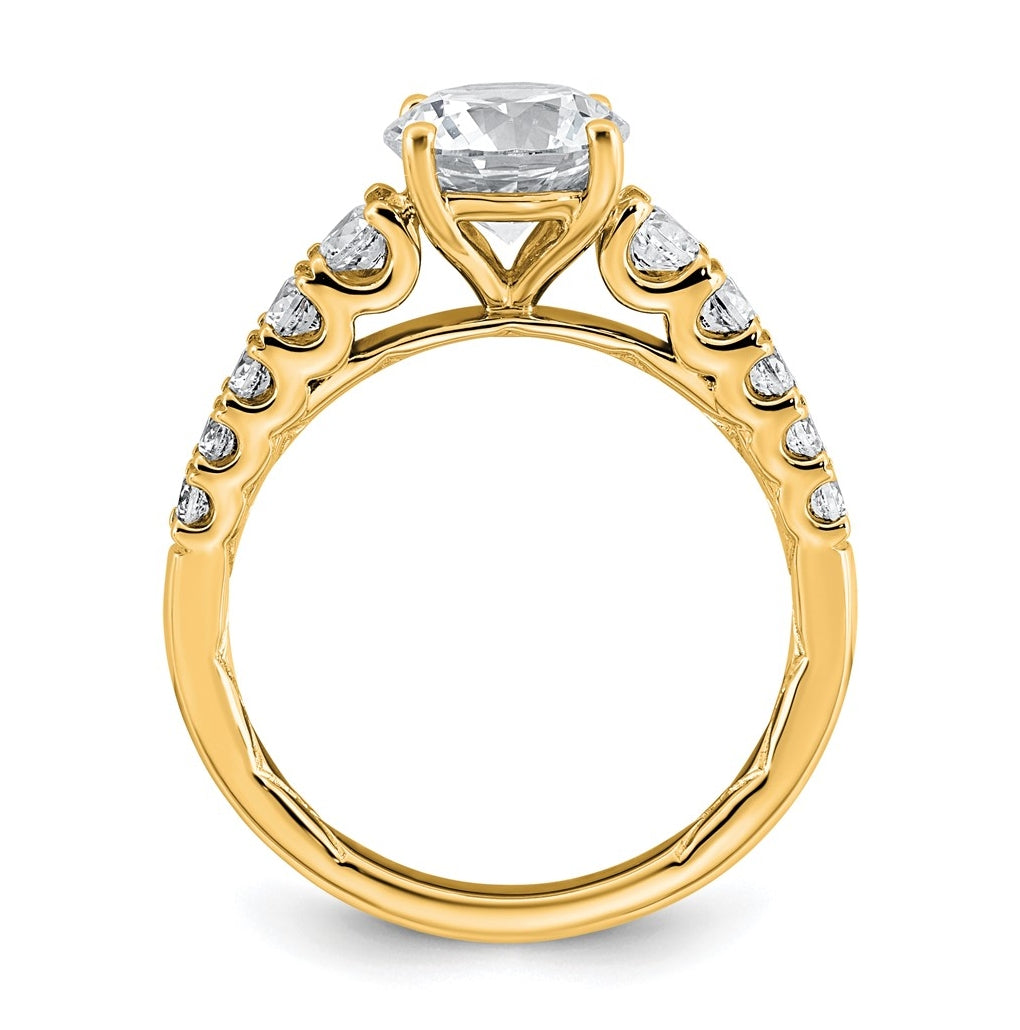 14k Yellow Gold 2 Lab Grown Diamond VS+ F+ Round Complete Engagement Ring