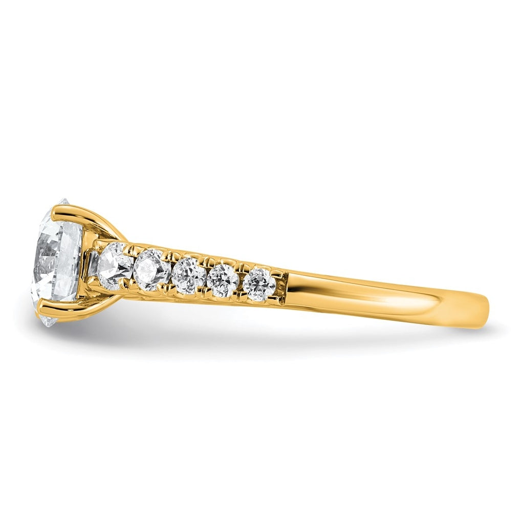 14k Yellow Gold 2 Lab Grown Diamond VS+ F+ Round Complete Engagement Ring