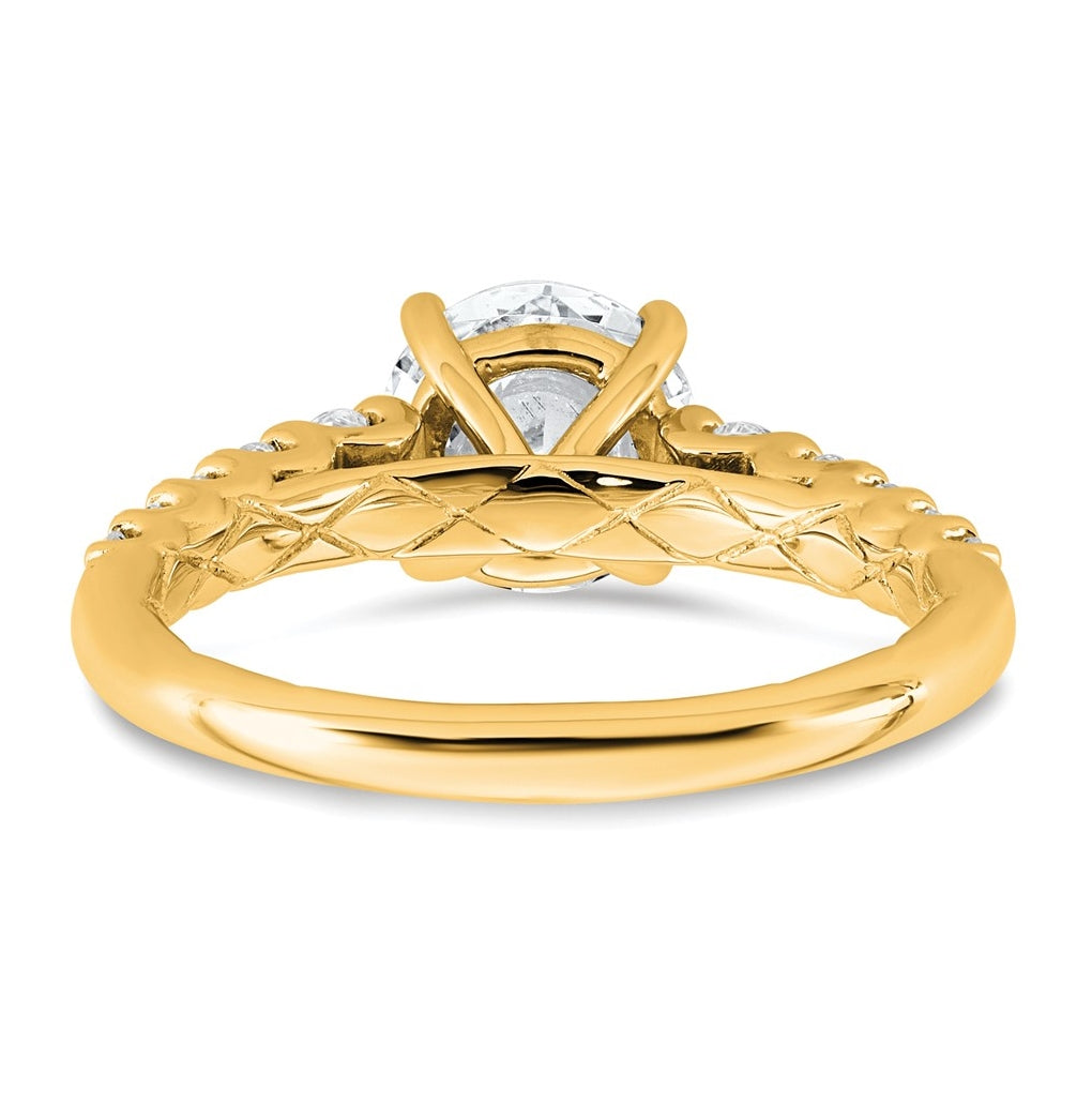 14k Yellow Gold 2 Lab Grown Diamond VS+ F+ Round Complete Engagement Ring