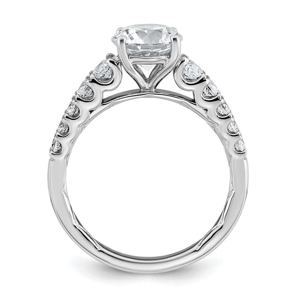 14k White Gold 2 Certified Lab Grown Diamond VS+ F+ Round Complete Engagement Ring