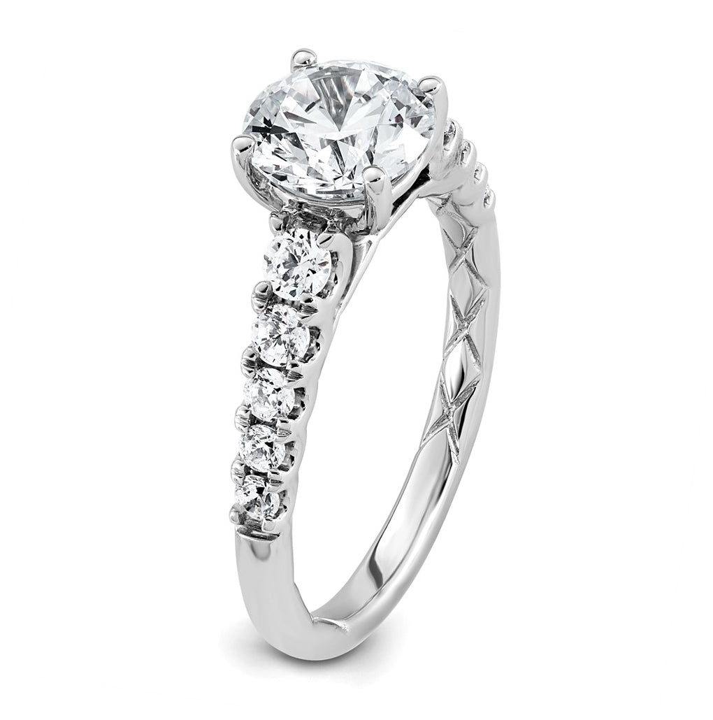 14k White Gold 2 Certified Lab Grown Diamond VS+ F+ Round Complete Engagement Ring