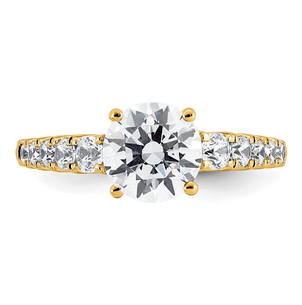 14k Yellow Gold 2 Certified Lab Grown Diamond VS+ F+ Round Complete Engagement Ring