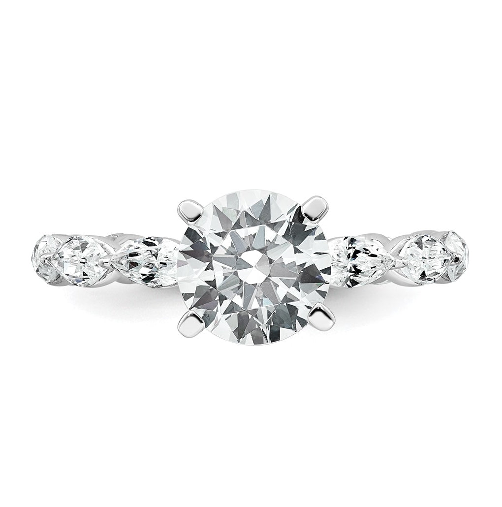 14k White Gold 2 5/8 carat Lab Grown Diamond VS+ F+ Round Complete Engagement Ring