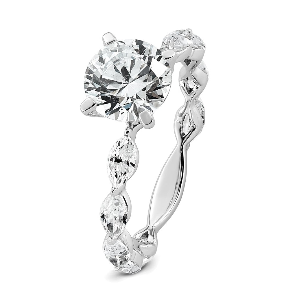 14k White Gold 2 5/8 carat Lab Grown Diamond VS+ F+ Round Complete Engagement Ring
