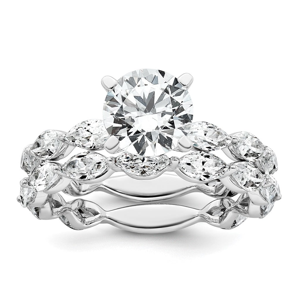 14k White Gold 2 5/8 carat Lab Grown Diamond VS+ F+ Round Complete Engagement Ring