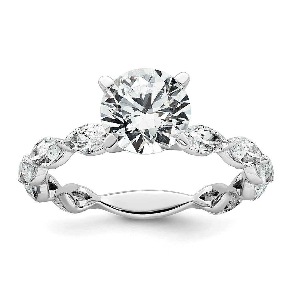 14k White Gold 2 5/8 carat Lab Grown Diamond VS+ F+ Round Complete Engagement Ring