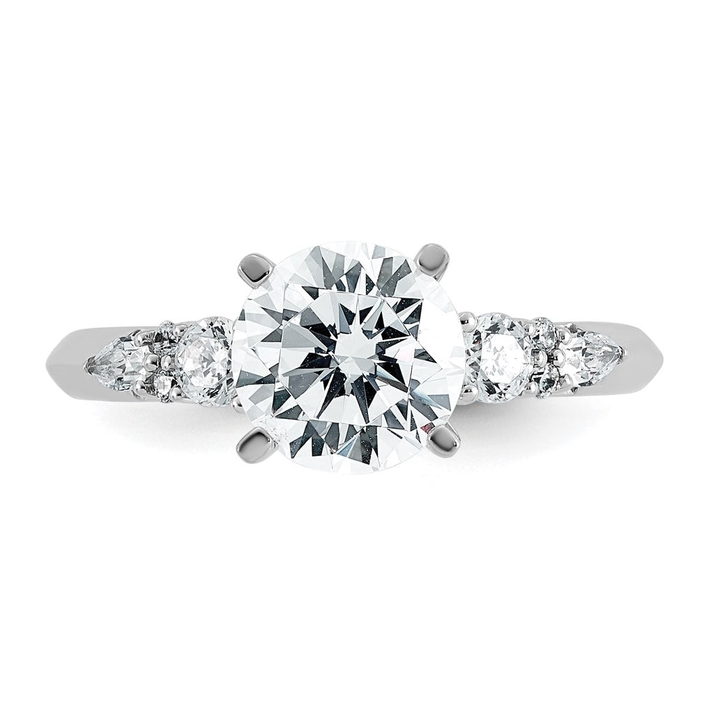 14k White Gold 1 3/4 carat Lab Grown Diamond VS+ F+ Round Complete Engagement Ring