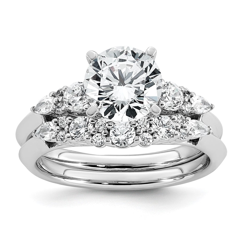 14k White Gold 1 3/4 carat Certified Lab Grown Diamond VS+ F+ Round Complete Engagement Ring