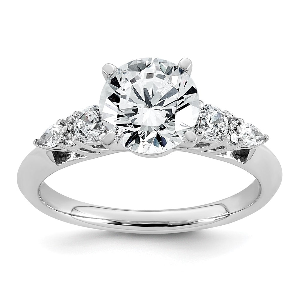 14k White Gold 1 3/4 carat Certified Lab Grown Diamond VS+ F+ Round Complete Engagement Ring