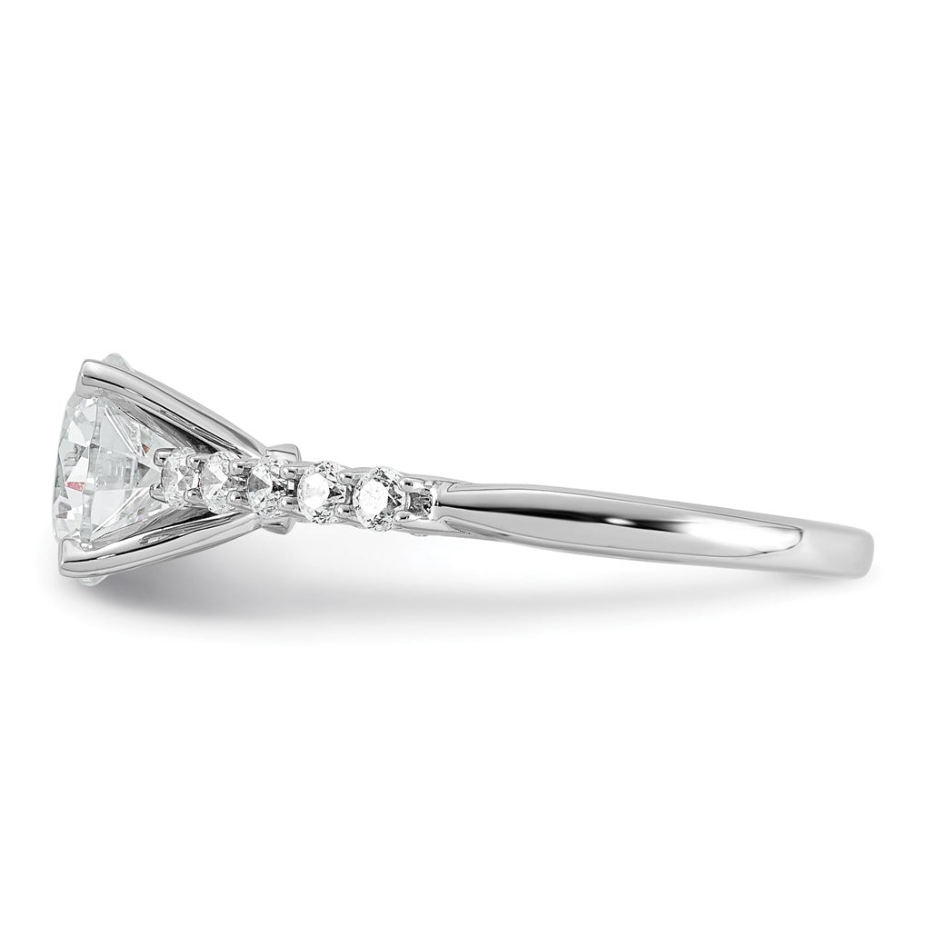 14k White Gold 1 7/8 carat Lab Grown Diamond VS+ F+ Round Complete Engagement Ring