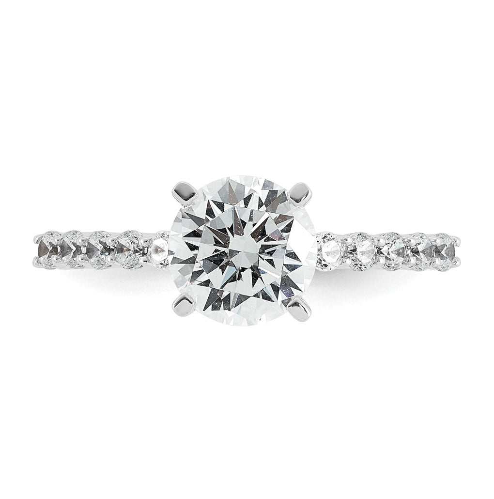 14k White Gold 1 7/8 carat Lab Grown Diamond VS+ F+ Round Complete Engagement Ring