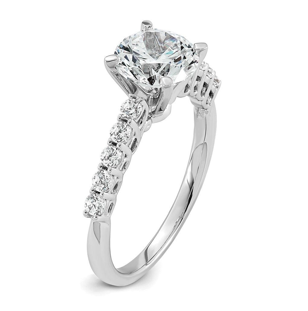 14k White Gold 1 7/8 carat Lab Grown Diamond VS+ F+ Round Complete Engagement Ring