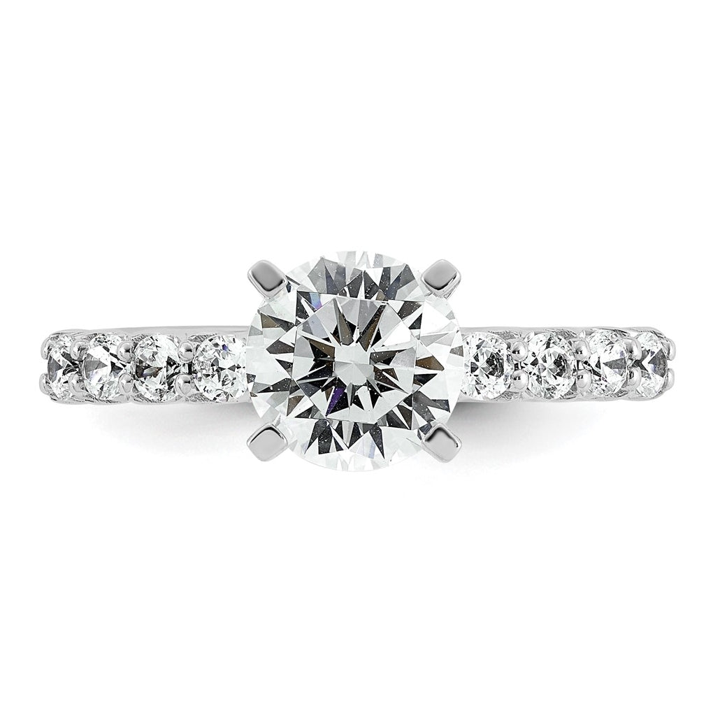 14k White Gold 1 7/8 carat Lab Grown Diamond VS+ F+ Round Complete Engagement Ring