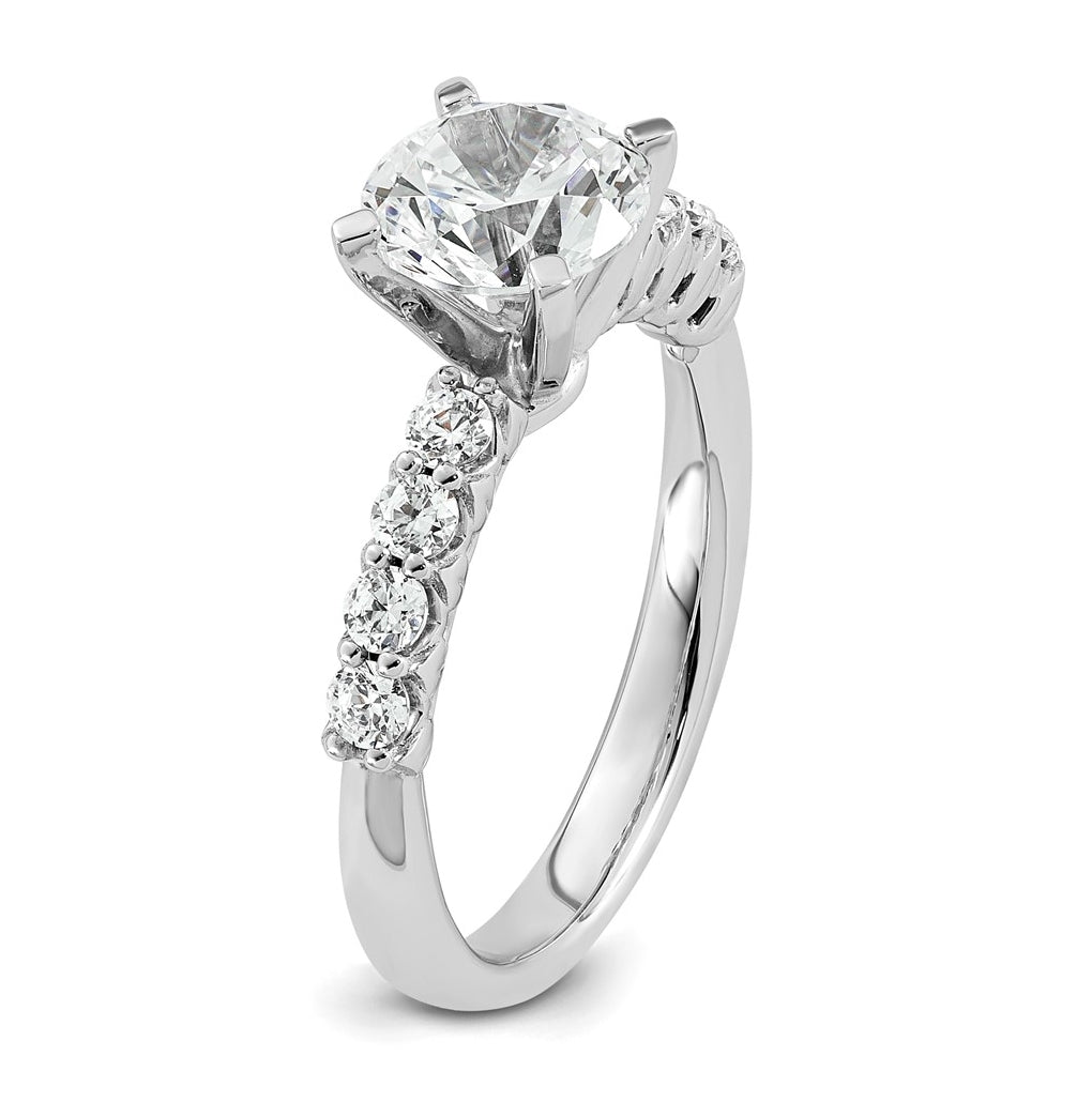 14k White Gold 1 7/8 carat Certified Lab Grown Diamond VS+ F+ Round Complete Engagement Ring