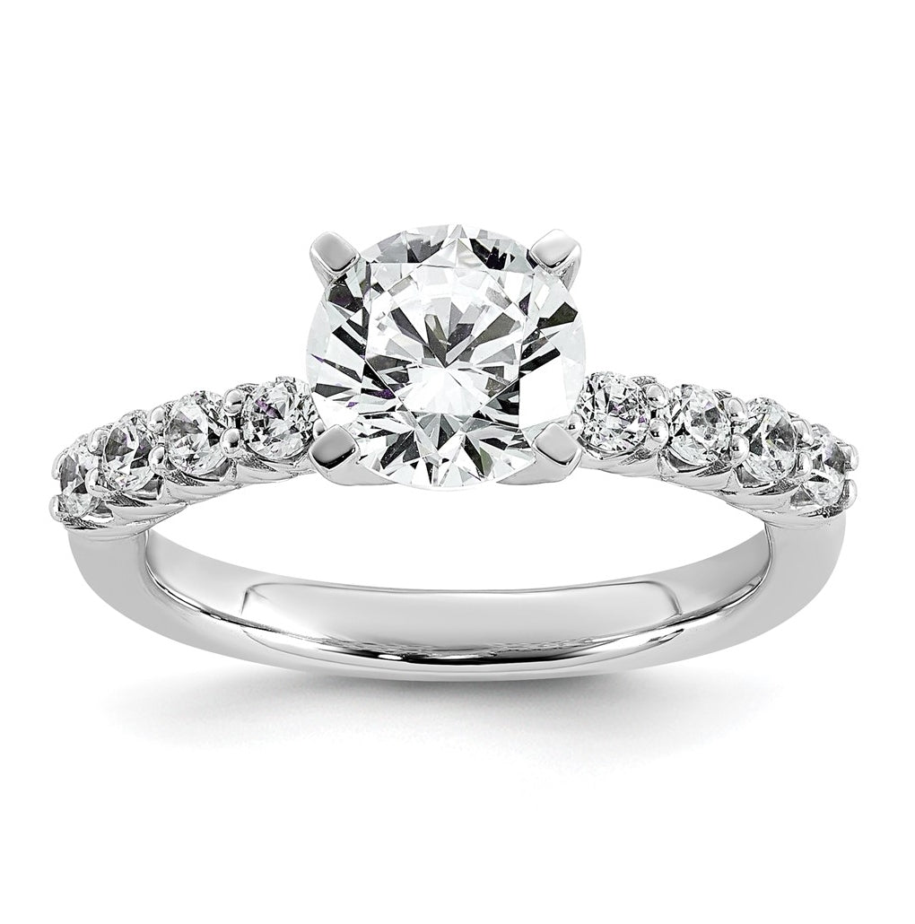14k White Gold 1 7/8 carat Certified Lab Grown Diamond VS+ F+ Round Complete Engagement Ring