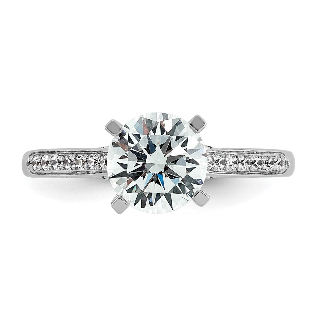14k White Gold 1 3/4 carat Lab Grown Diamond VS+ F+ Round Complete Engagement Ring