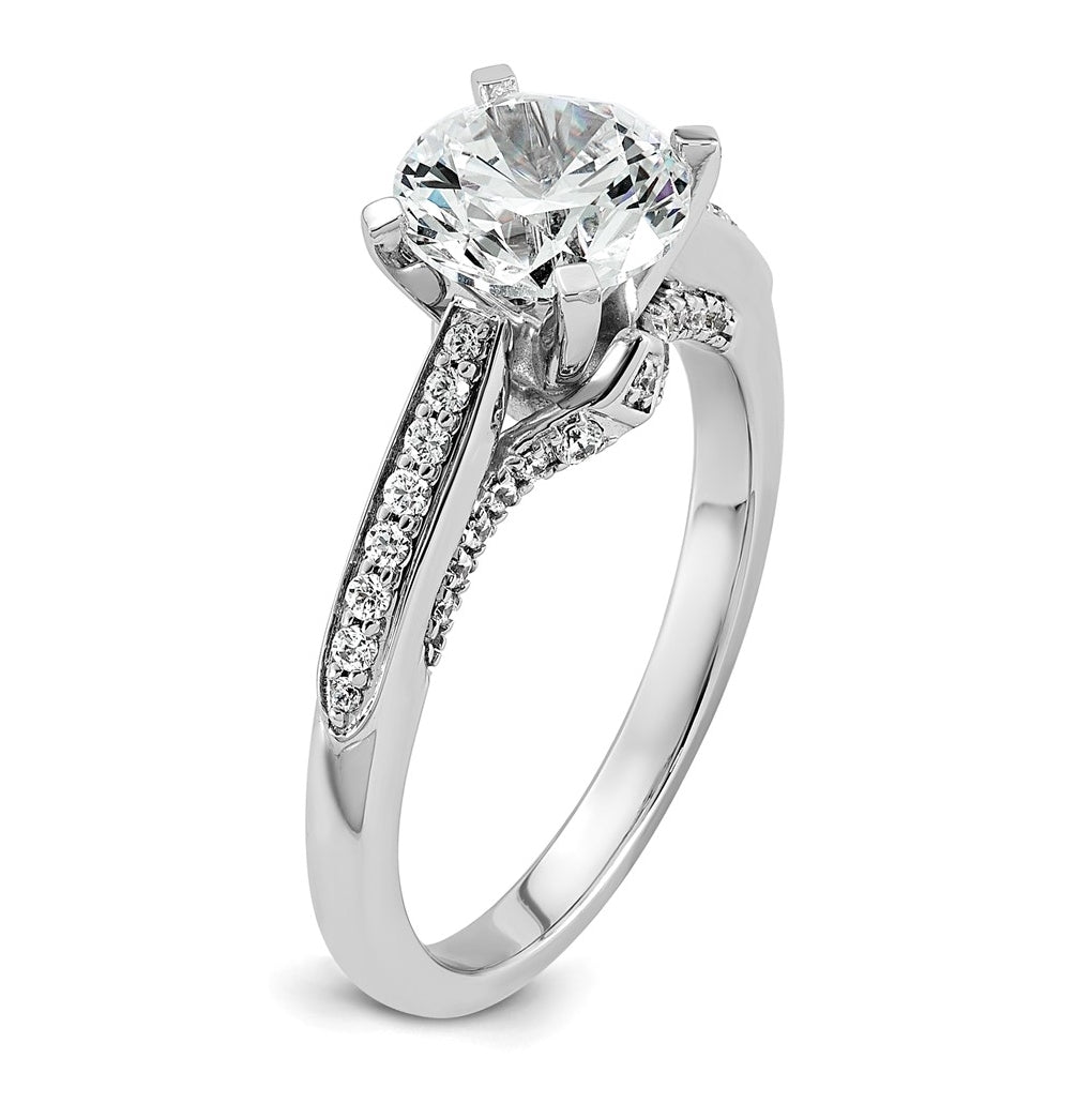 14k White Gold 1 3/4 carat Certified Lab Grown Diamond VS+ F+ Round Complete Engagement Ring