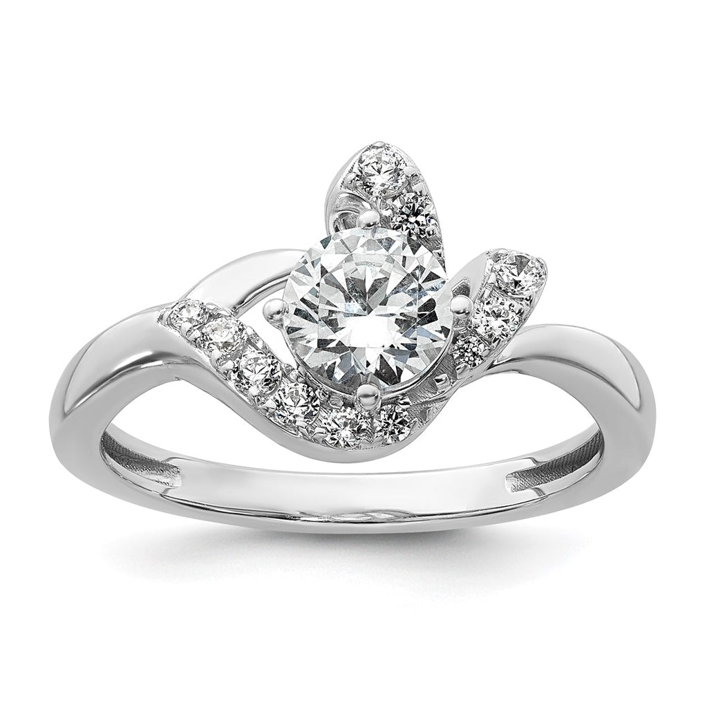 14k White Gold 7/8 carat Certified Lab Grown Diamond VS+ F+ Round Complete Engagement Ring