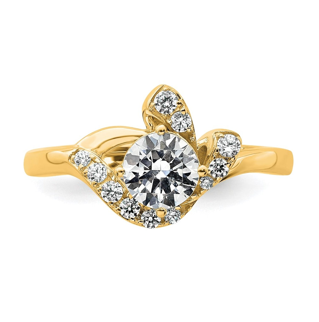 14k Yellow Gold 7/8 carat Certified Lab Grown Diamond VS+ F+ Round Complete Engagement Ring