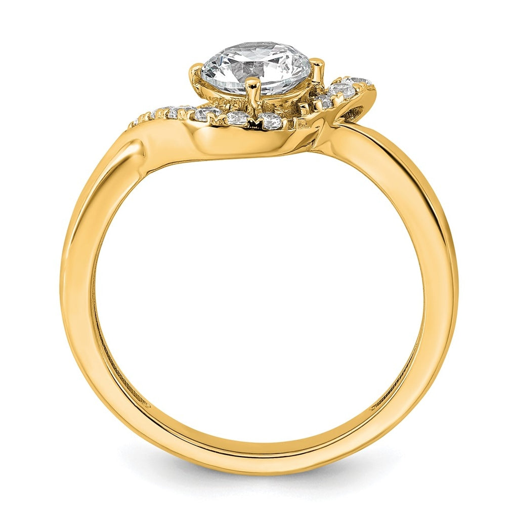 14k Yellow Gold 7/8 carat Lab Grown Diamond VS+ F+ Round Complete Engagement Ring