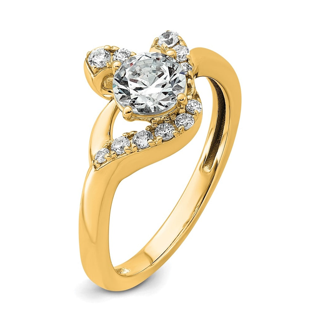 14k Yellow Gold 7/8 carat Lab Grown Diamond VS+ F+ Round Complete Engagement Ring