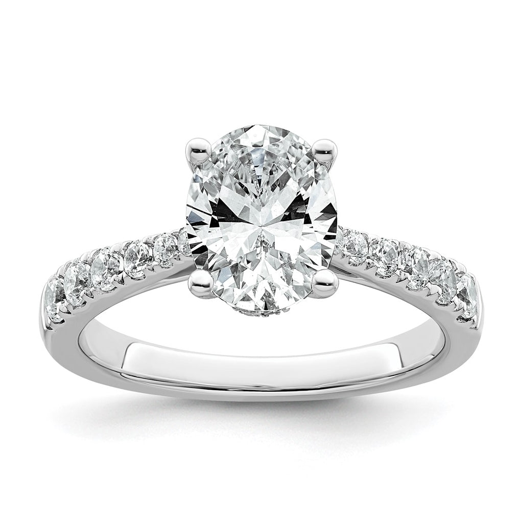 14k White Gold 2 carat Certified Lab Grown Diamond VS+ F+ Oval Complete Engagement Ring