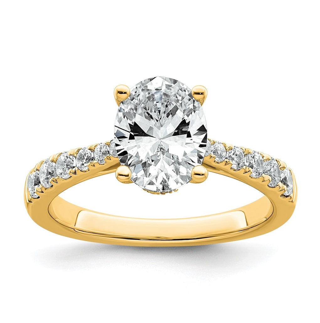 14k Yellow Gold 2 carat Certified Lab Grown Diamond VS+ F+ Oval Complete Engagement Ring