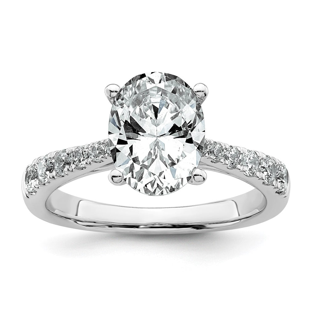 14k White Gold 2 1/2 carat Certified Lab Grown Diamond VS+ F+ Oval Complete Engagement Ring