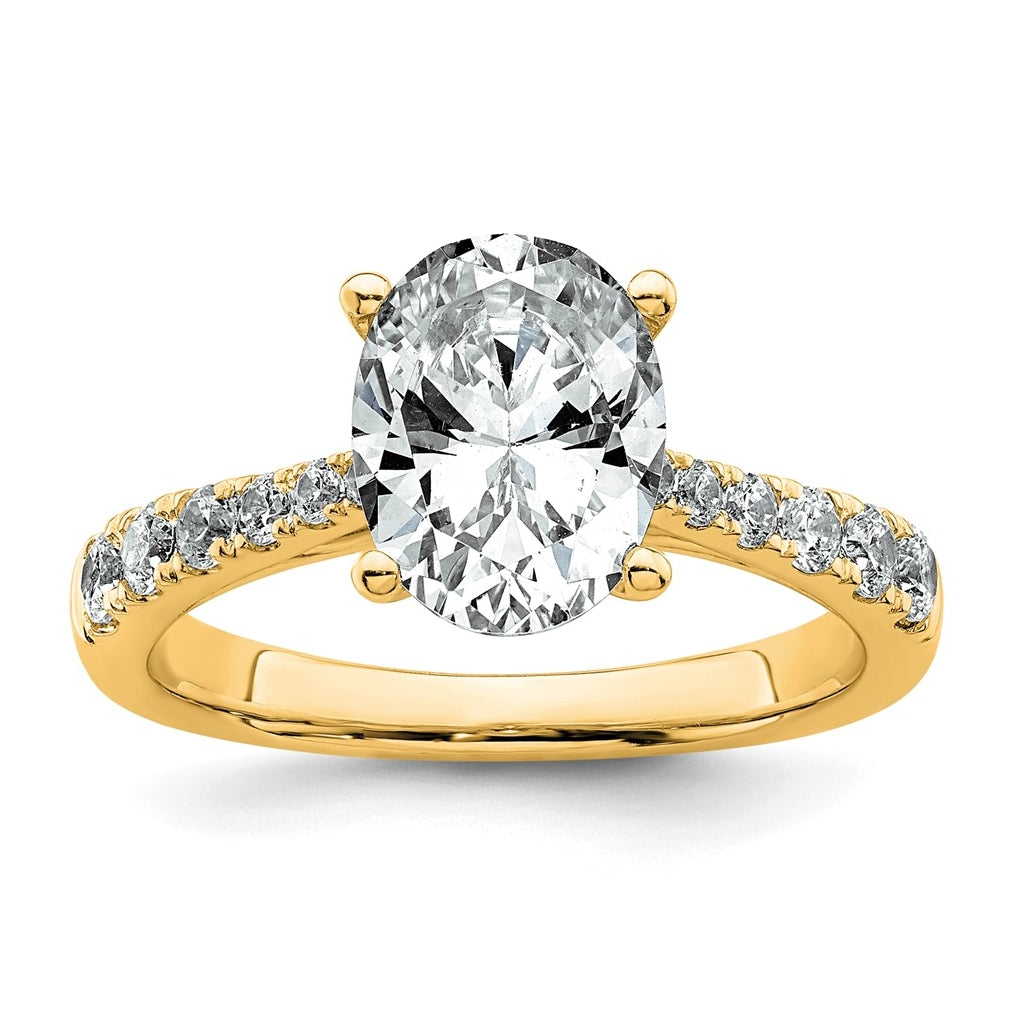 14k Yellow Gold 2 1/2 carat Certified Lab Grown Diamond VS+ F+ Oval Complete Engagement Ring