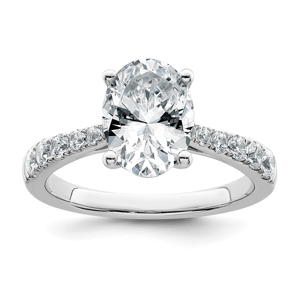 14k White Gold 3 carat Certified Lab Grown Diamond VS+ F+ Oval Complete Engagement Ring