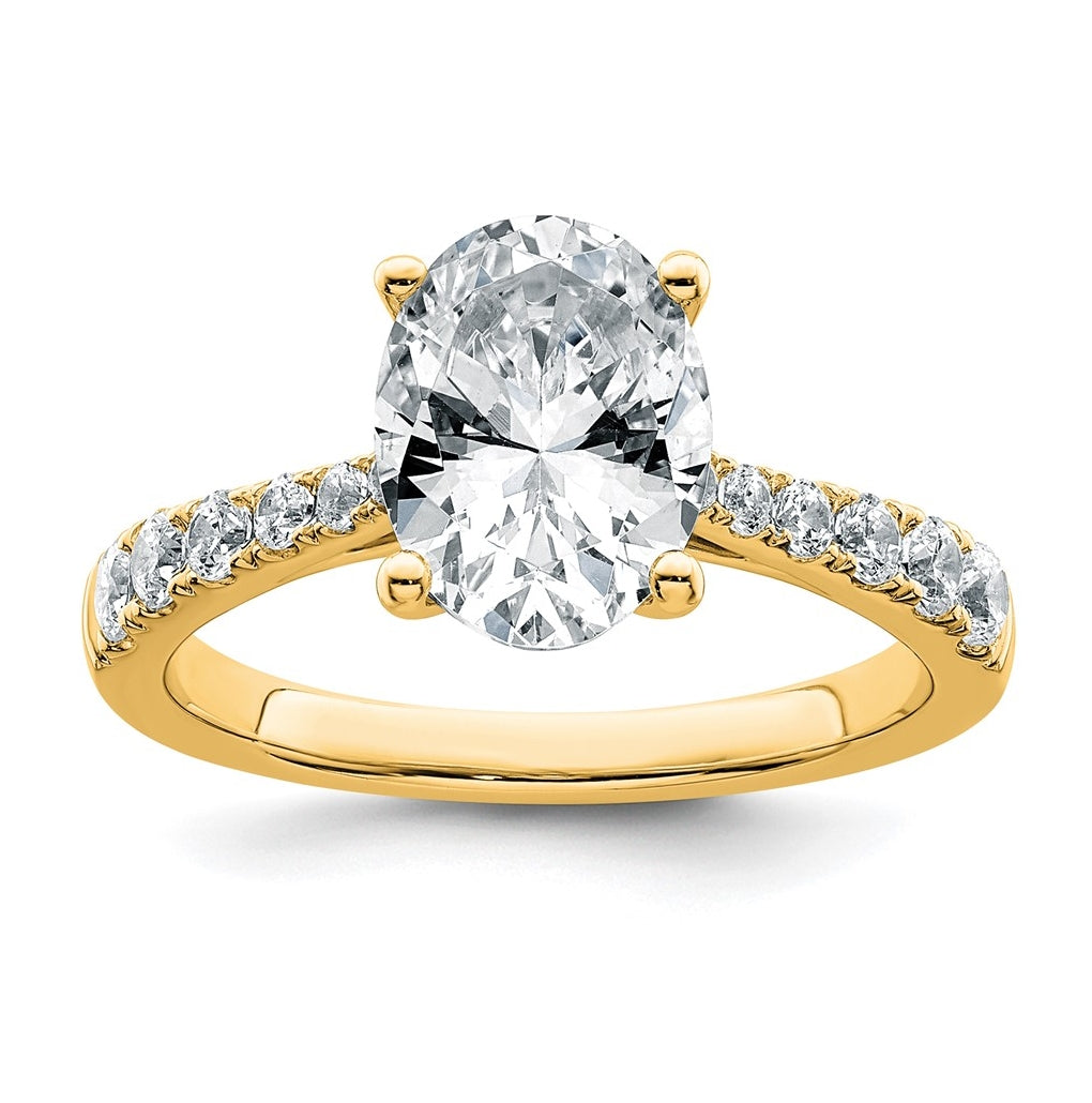 14k Yellow Gold 3 carat Certified Lab Grown Diamond VS+ F+ Oval Complete Engagement Ring