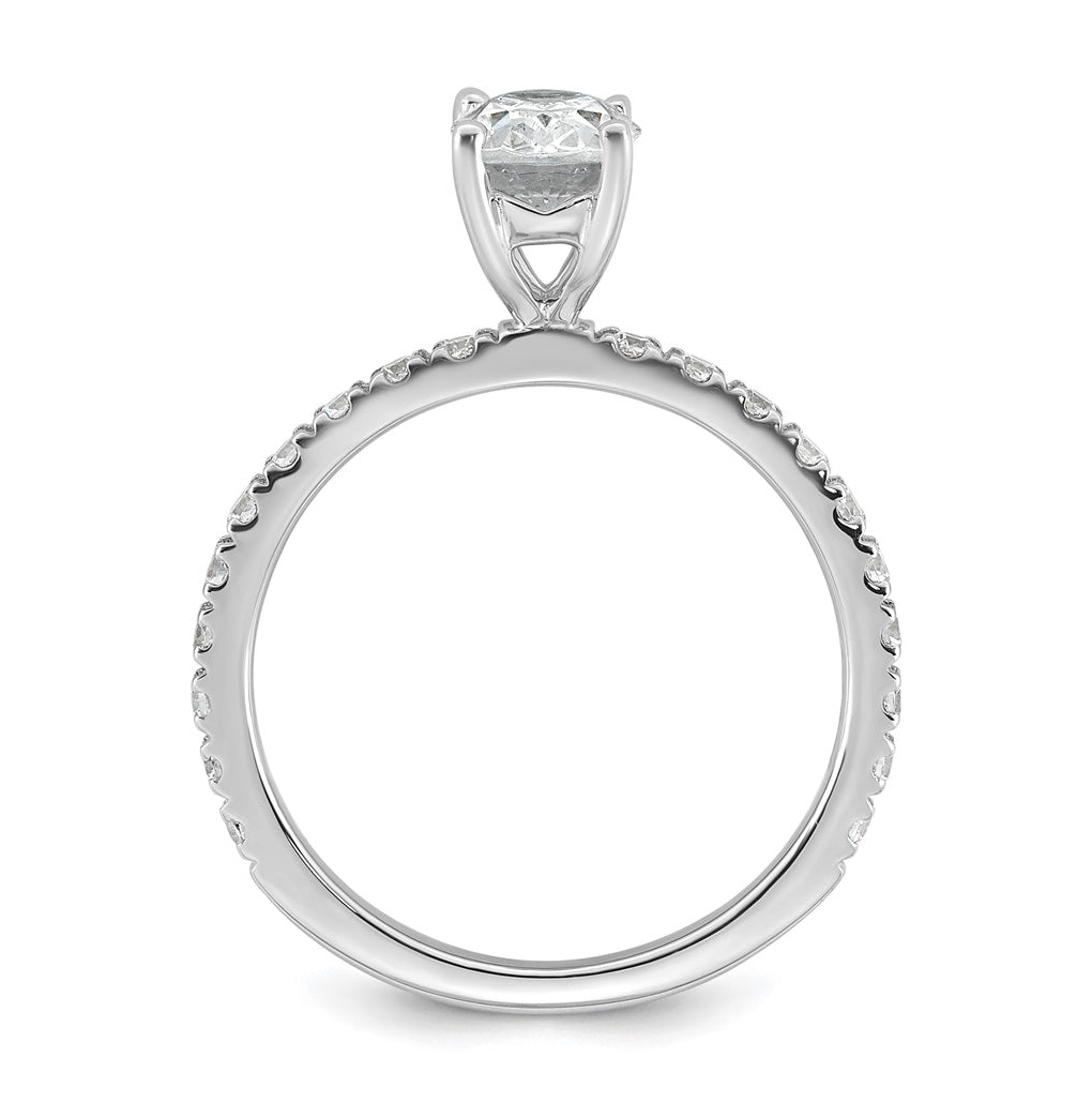 14k White Gold 1 1/3 carat Lab Grown Diamond VS+ F+ Oval Complete Shared Prong Engagement Ring