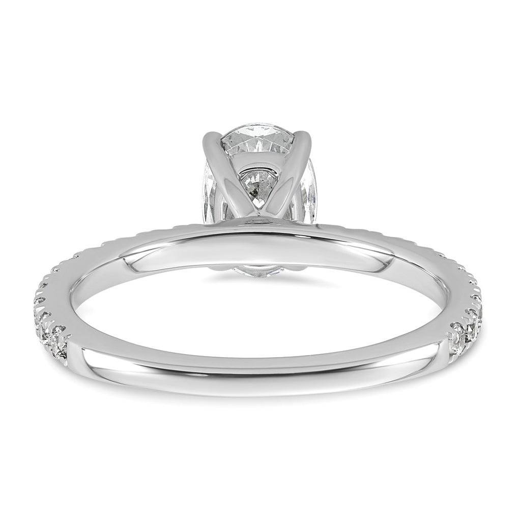 14k White Gold 1 1/3 carat Lab Grown Diamond VS+ F+ Oval Complete Shared Prong Engagement Ring