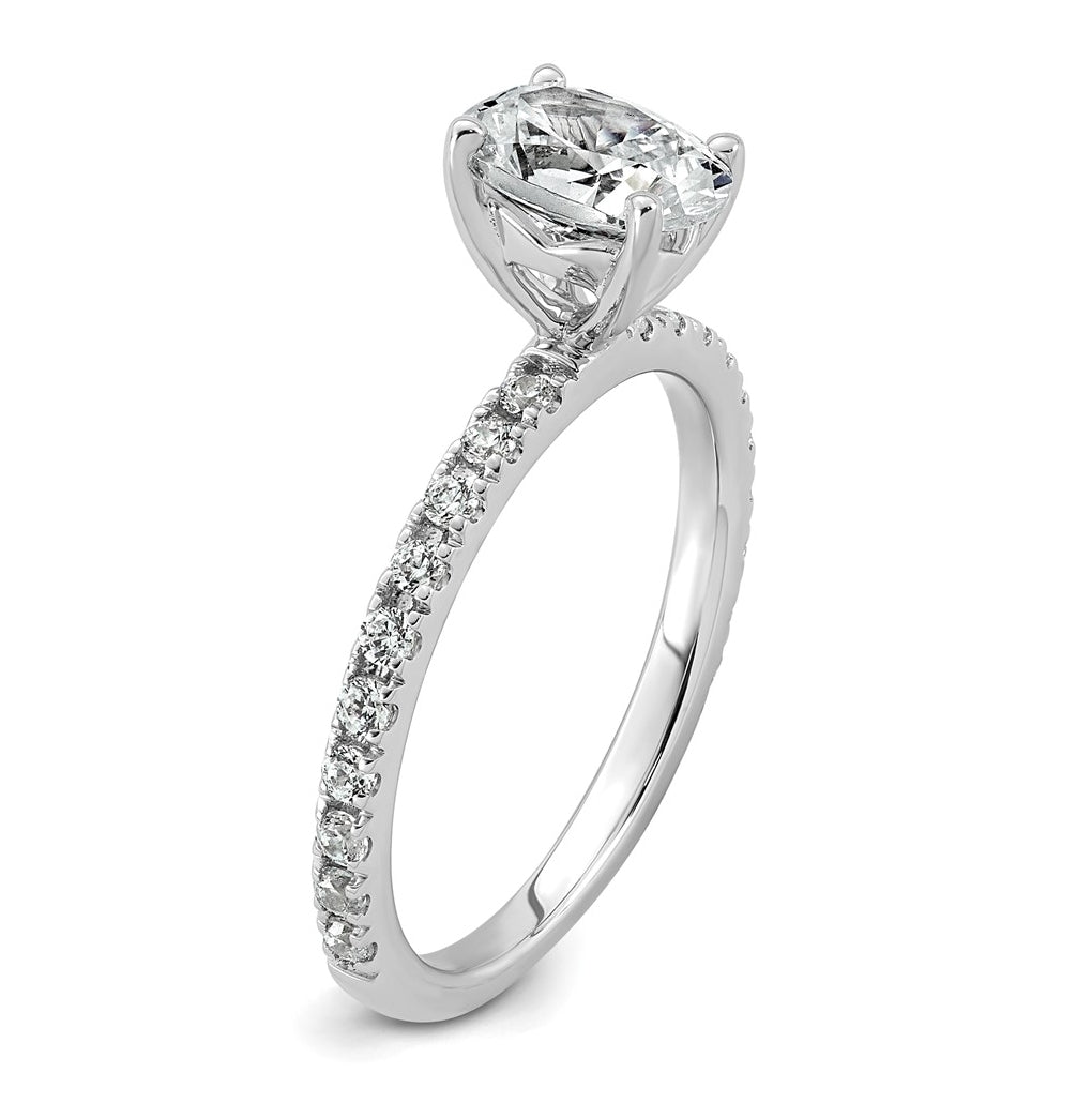 14k White Gold 1 1/3 carat Lab Grown Diamond VS+ F+ Oval Complete Shared Prong Engagement Ring