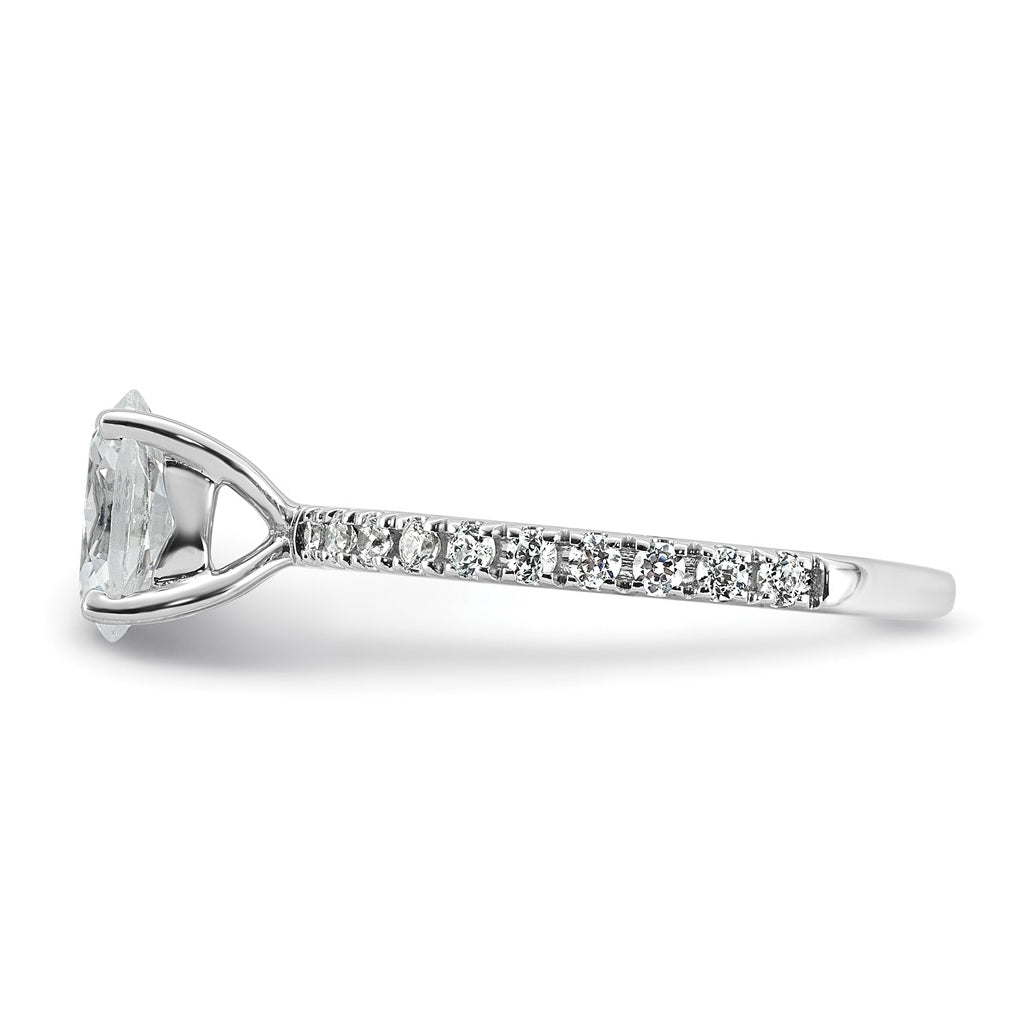 14k White Gold 1 1/3 carat Certified Lab Grown Diamond VS+ F+ Oval Complete Shared Prong Engagement Ring