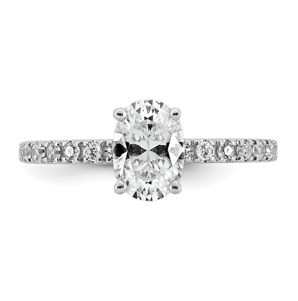 14k White Gold 1 1/3 carat Certified Lab Grown Diamond VS+ F+ Oval Complete Shared Prong Engagement Ring
