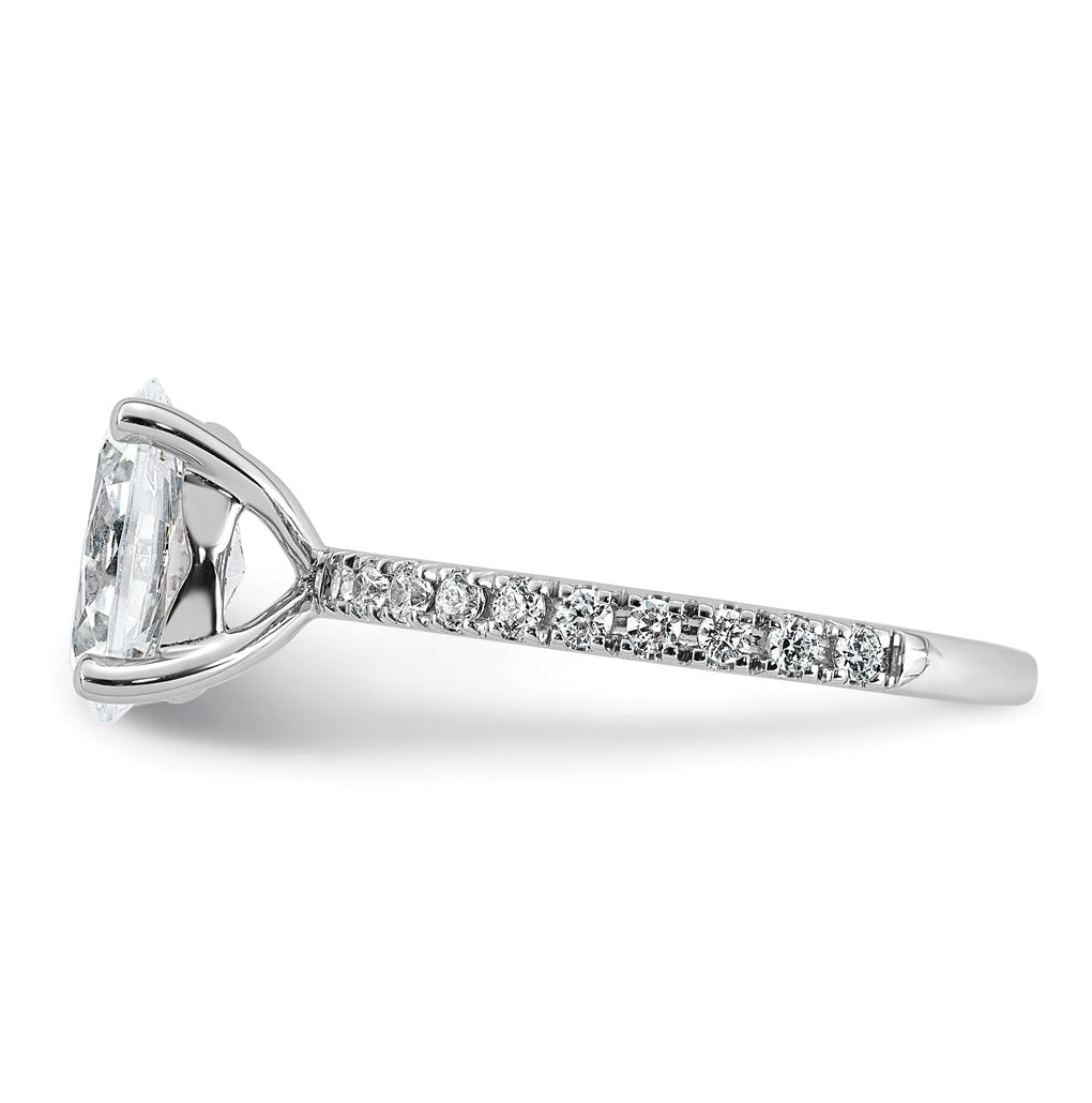 14k White Gold 2 1/3 carat Lab Grown Diamond VS+ F+ Oval Complete Shared Prong Engagement Ring