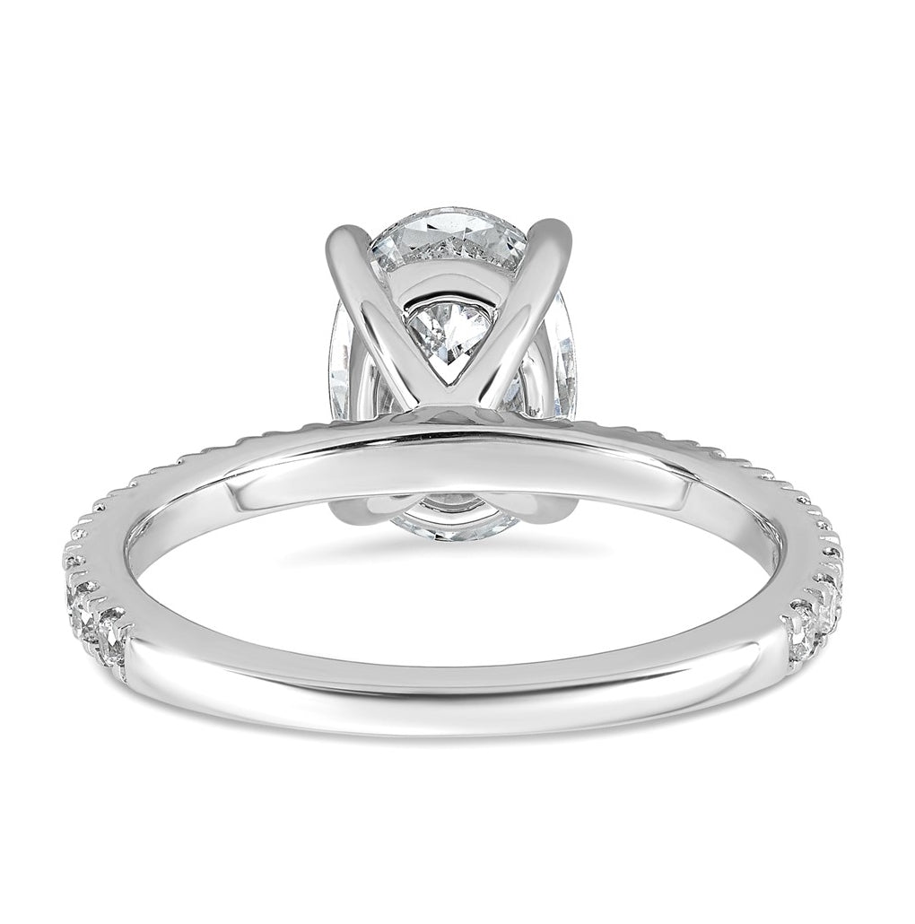 14k White Gold 2 1/3 carat Lab Grown Diamond VS+ F+ Oval Complete Shared Prong Engagement Ring