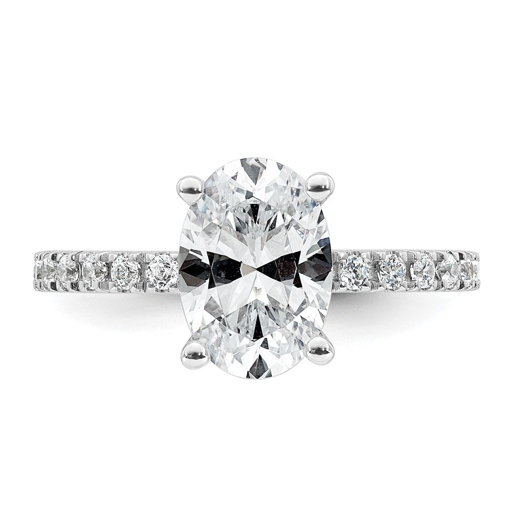 14k White Gold 2 1/3 carat Certified Lab Grown Diamond VS+ F+ Oval Complete Shared Prong Engagement Ring
