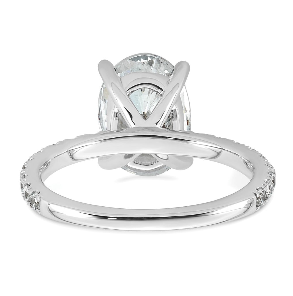 14k White Gold 3 3/8 carat Lab Grown Diamond VS+ F+ Oval Complete Shared Prong Engagement Ring