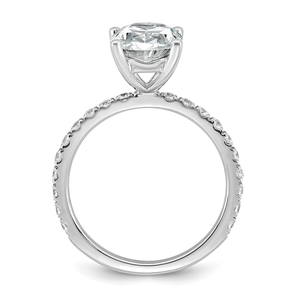 14k White Gold 3 3/8 carat Certified Lab Grown Diamond VS+ F+ Oval Complete Shared Prong Engagement Ring